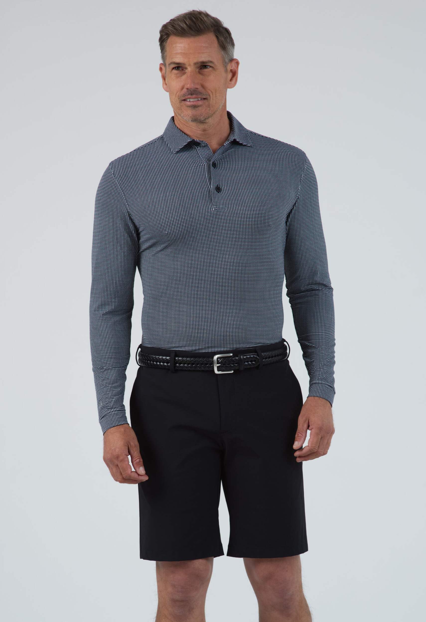 IBKUL Men's Cooling UPF 50+ Sun Protective Polo Shirt with Icefil Technology - Long Sleeve Athletic Performance Top for Golf, Running & Outdoor Activities