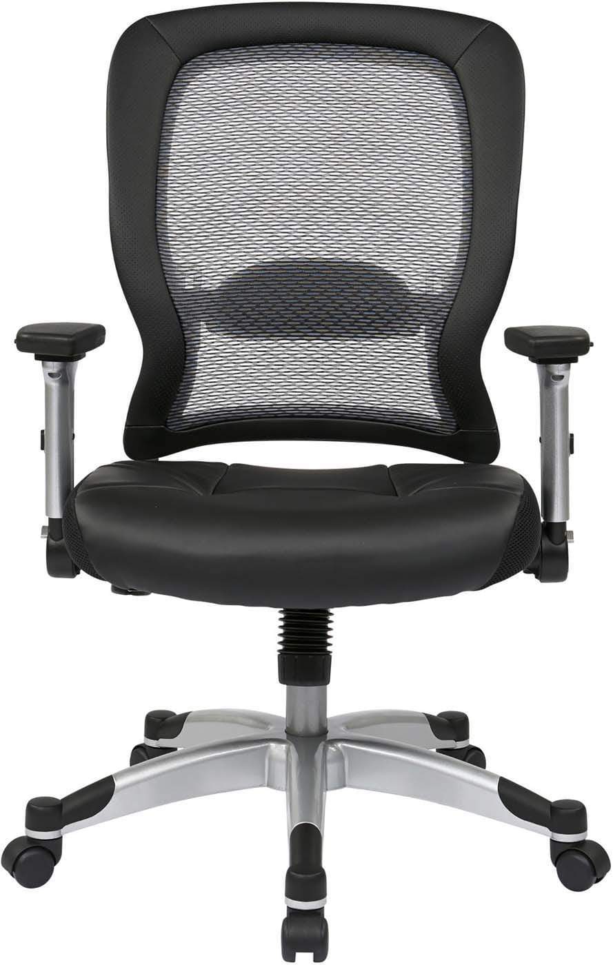 Space Seating® Professional Light Air Grid® Back Bonded Leather Office Chair - Ergonomic Desk Chair for Home & Office Workspace, Gaming, and Conference Rooms
