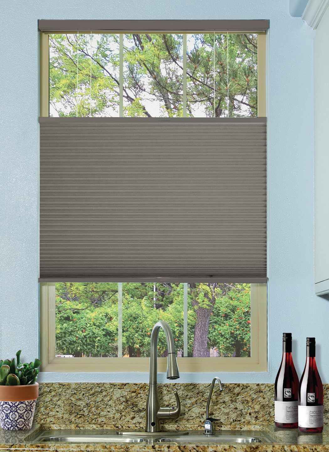 Cordless Top Down Bottom Up Blackout Cellular Honeycomb Shade - 9/16