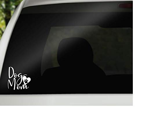 Dog Mom Heart Paw Decal - White 4.5x4.5 Inch - Made in USA by Foxtail Decals - Perfect for Car Windows, Laptops, Water Bottles & More - Cute Pet Lover Gift & Home Decor