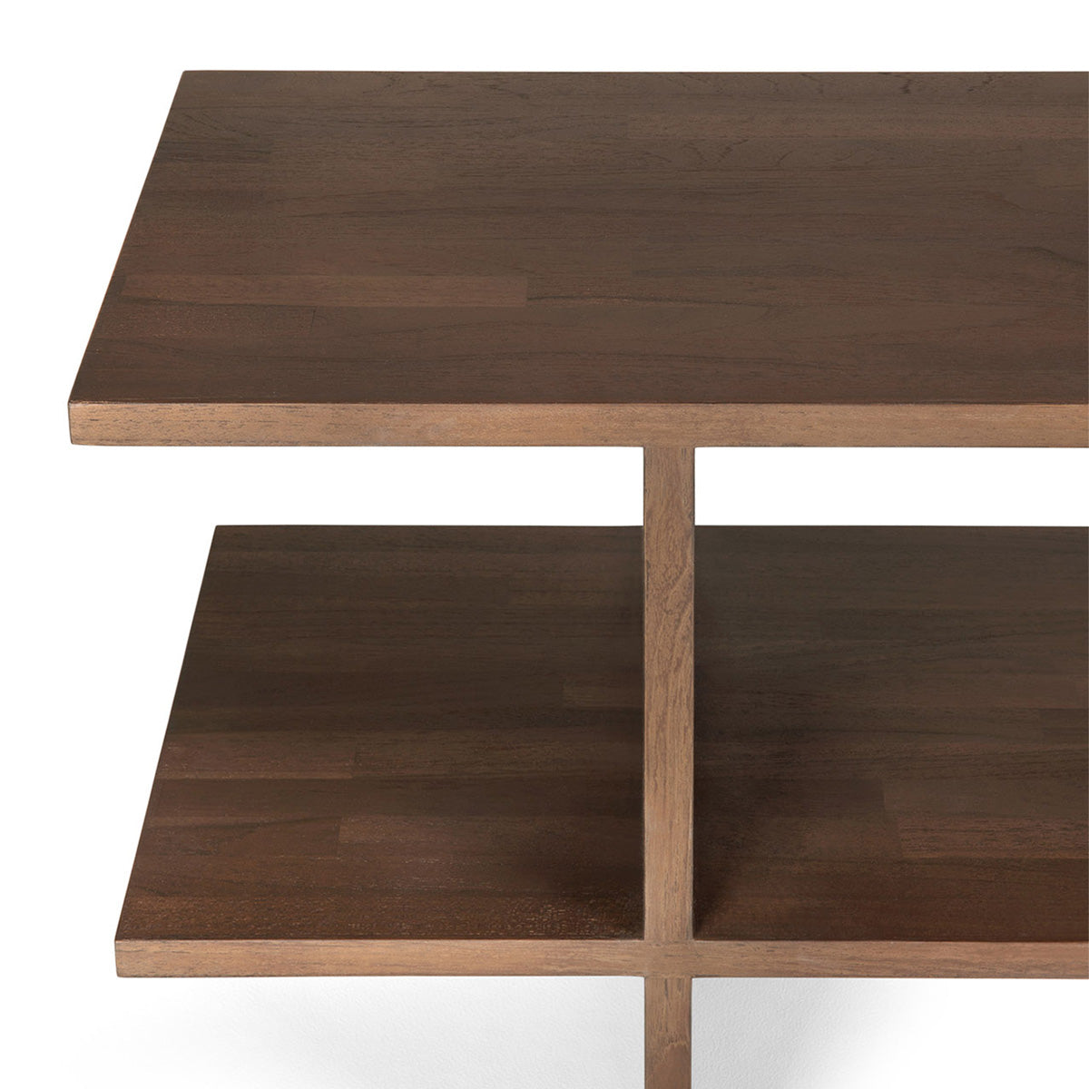 Handcrafted Wooden Kabuki Side Table - Modern End Table for Living Room, Bedroom & Office - Stylish Accent Table with Storage Shelf