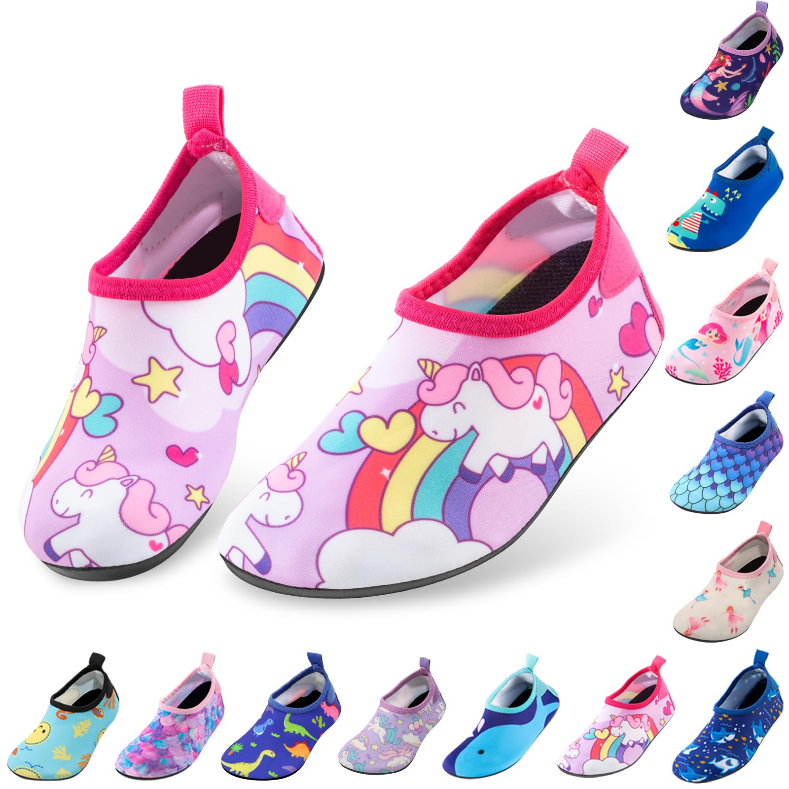 OWANVION Kids Water Shoes Quick Dry Non-Slip Barefoot Swim Shoes for Boys & Girls - Toddler & Infant Aqua Socks for Beach, Pool, Water Park & Outdoor Activities
