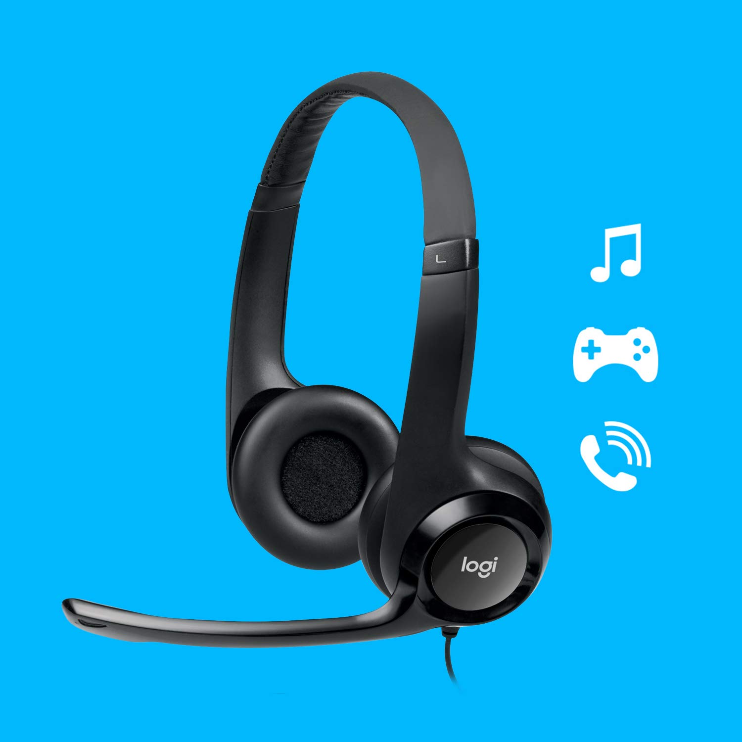 Logitech H390 USB Headset with Noise Cancelling Microphone - Comfortable Over-Ear Headphones for Office, Call Center & Remote Work - Includes Bonus Headphone Cleaner & Microfiber Cloth