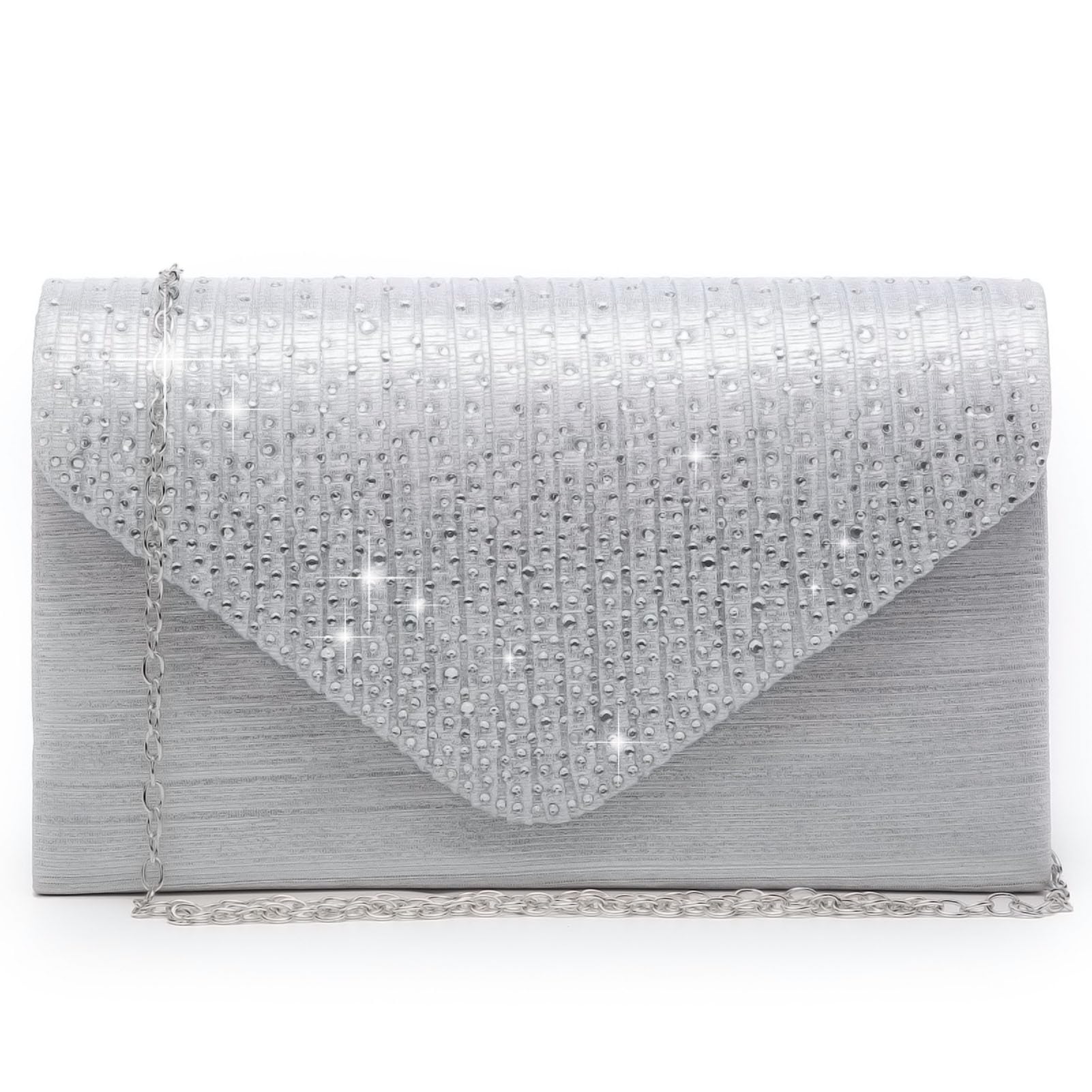 Dasein Women's Elegant Rhinestone Satin Clutch Purse for Wedding, Prom, Cocktail Party & Formal Events - Shiny Evening Handbag for Special Occasions