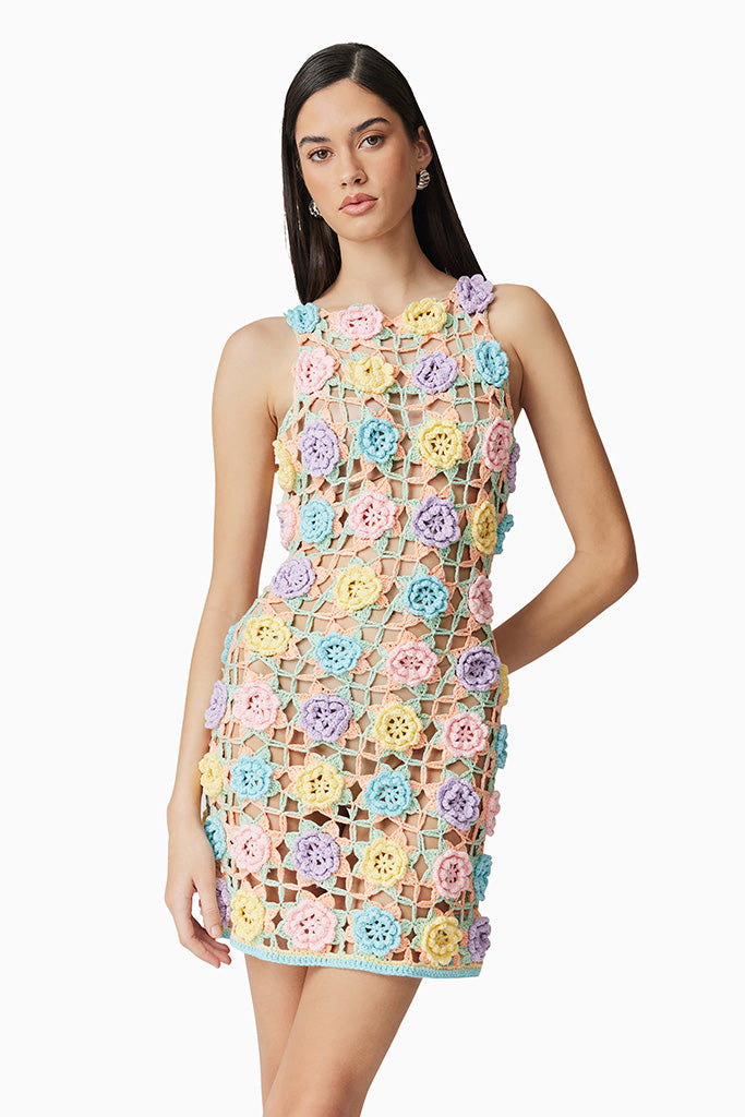 ELLIATT Elise Crochet Mini Dress - Floral Lace Summer Beach Dress for Women | Perfect for Vacation, Date Night & Boho Party Outfits