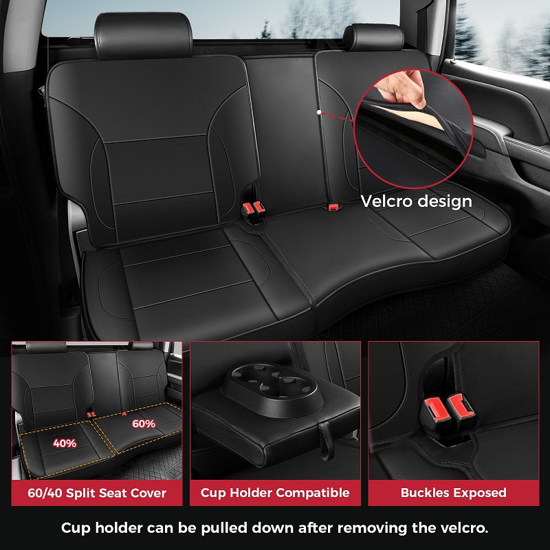 GMC Sierra Universal Classic Seat Covers 2007-2023 | 40/60 Split Rear Seat Fit | Q350217 | Durable Protection for Trucks & Off-Road Adventures