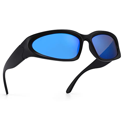 Matte Black Frame/Blue Mirrored