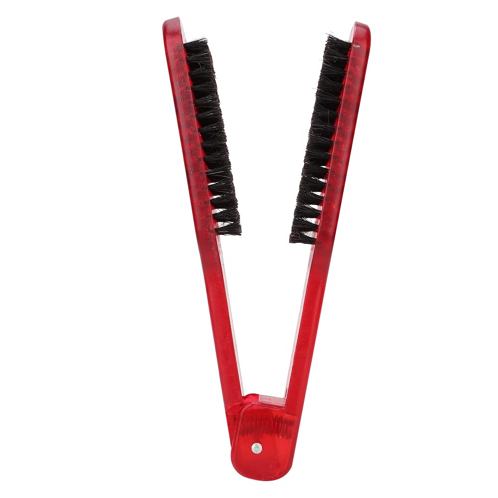 V-Shaped Hair Straightening Brush with Double-Sided Anti-Static Design - Professional Styling Comb for Women & Men - Perfect for Home Use, Salon & Barber Shop (Red) - Ideal for Smoothing, Straightening & Creating Sleek Hairstyles