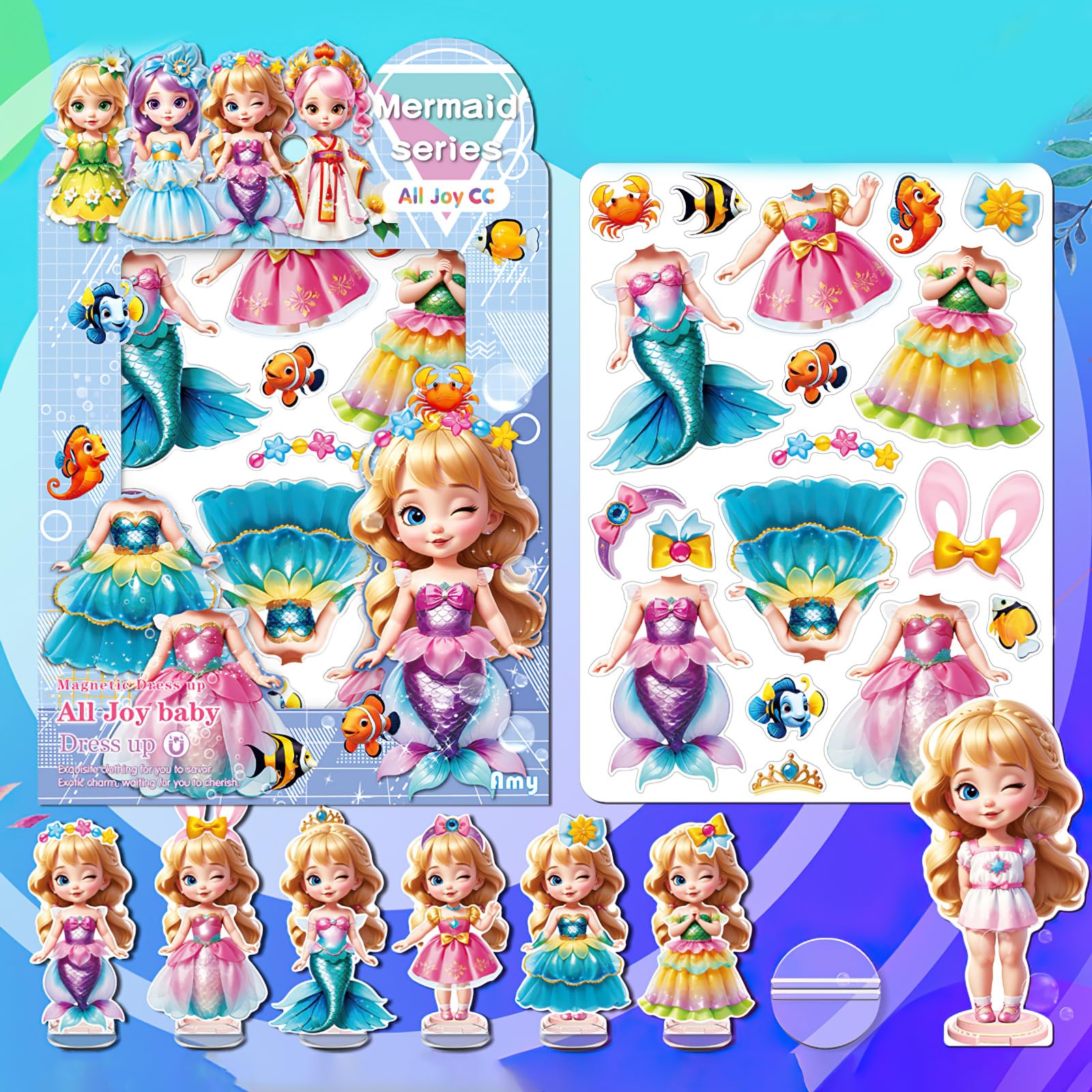 Magnetic Princess Dress Up Paper Doll Set for Girls Ages 3-7 | Mermaid Series | Learning & Imagination Toy with Magnetic Clothes Puzzles | Perfect for Birthday Gifts, Pretend Play & Early Childhood Education