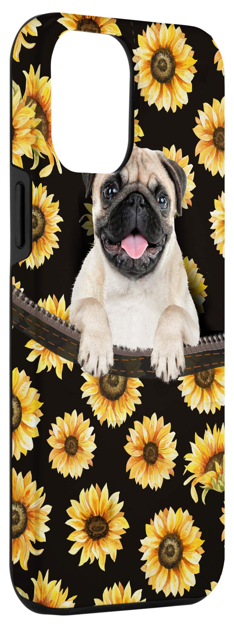 iPhone 12 Pro Max Pug Dog Sunflower Case - Cute Protective Phone Cover for Apple iPhone 12 Pro Max - Perfect for Dog Lovers, Sunflower Fans & Trendy Accessories | Great Gift for Birthdays, Holidays & Everyday Use