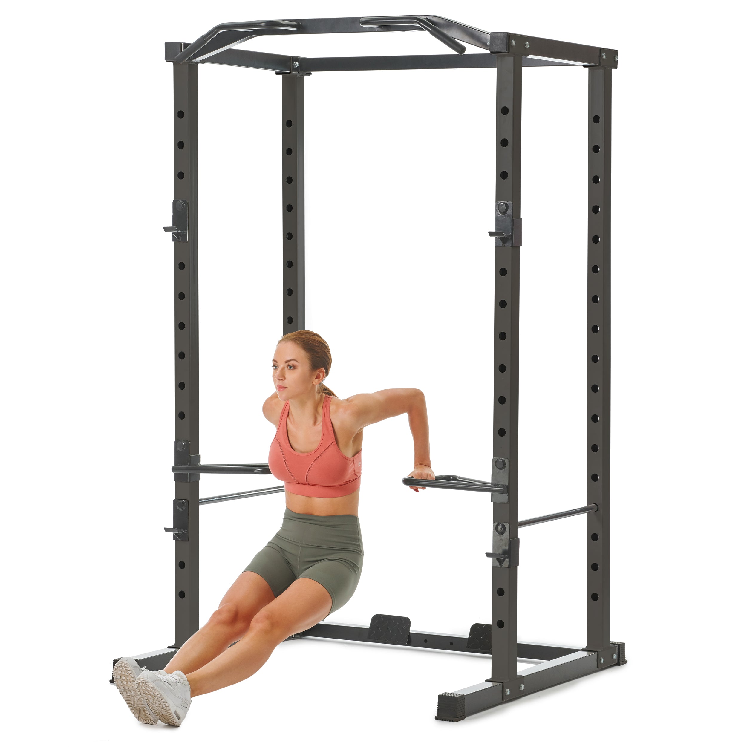 PRCTZ Adjustable Power Cage - 1000 lb Weight Capacity, Heavy Duty Squat Rack with Pull-Up Bar & Dip Station | Perfect for Home Gym, CrossFit Training & Strength Workouts