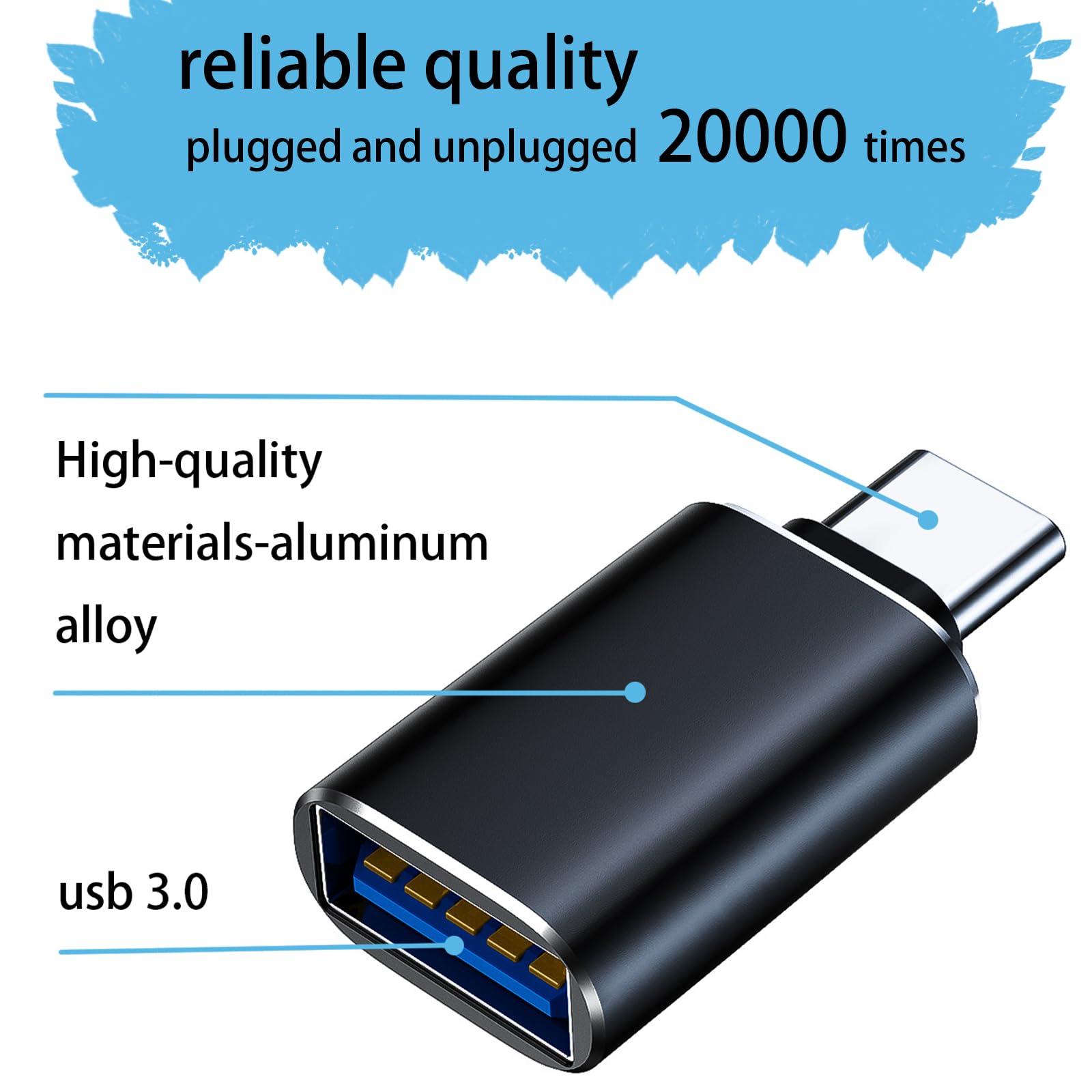 SheraF 4-Pack USB to USB C OTG Adapter Kit - 2x Type C Female to USB A Male Converter + 2x USB C Male to USB 3.0 Female Adapter - Compatible with iPhone 15 14 13 Pro Max, iWatch 8/9, Thunderbolt 4 - Fast Charging & Data Transfer for Phones, Tablets, Laptops