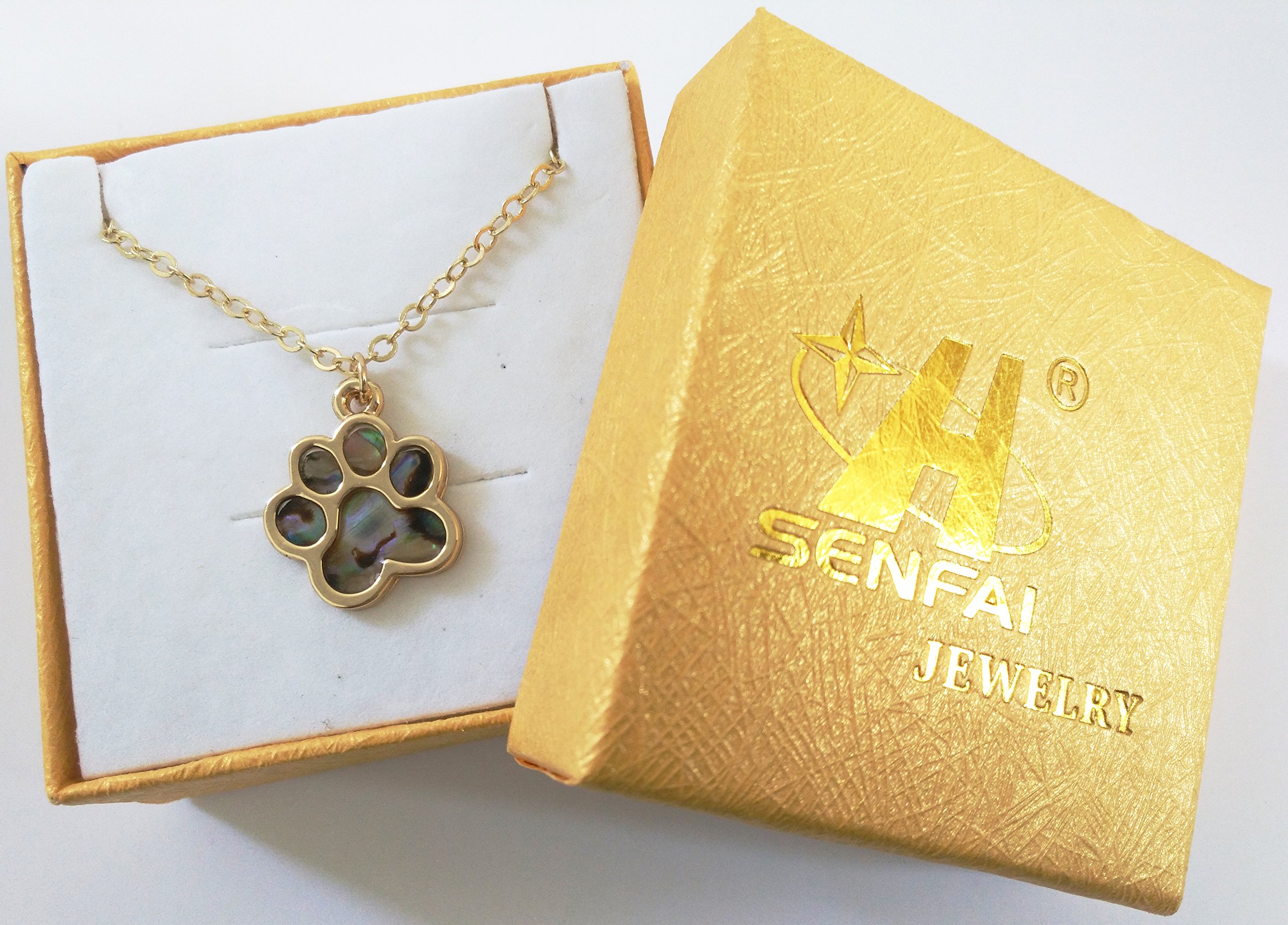Abalone Paua Shell Paw Charm Pendant Necklace - Couple Matching Jewelry & Unique Souvenir Gift for Beach Lovers, Anniversary & Travel Memories