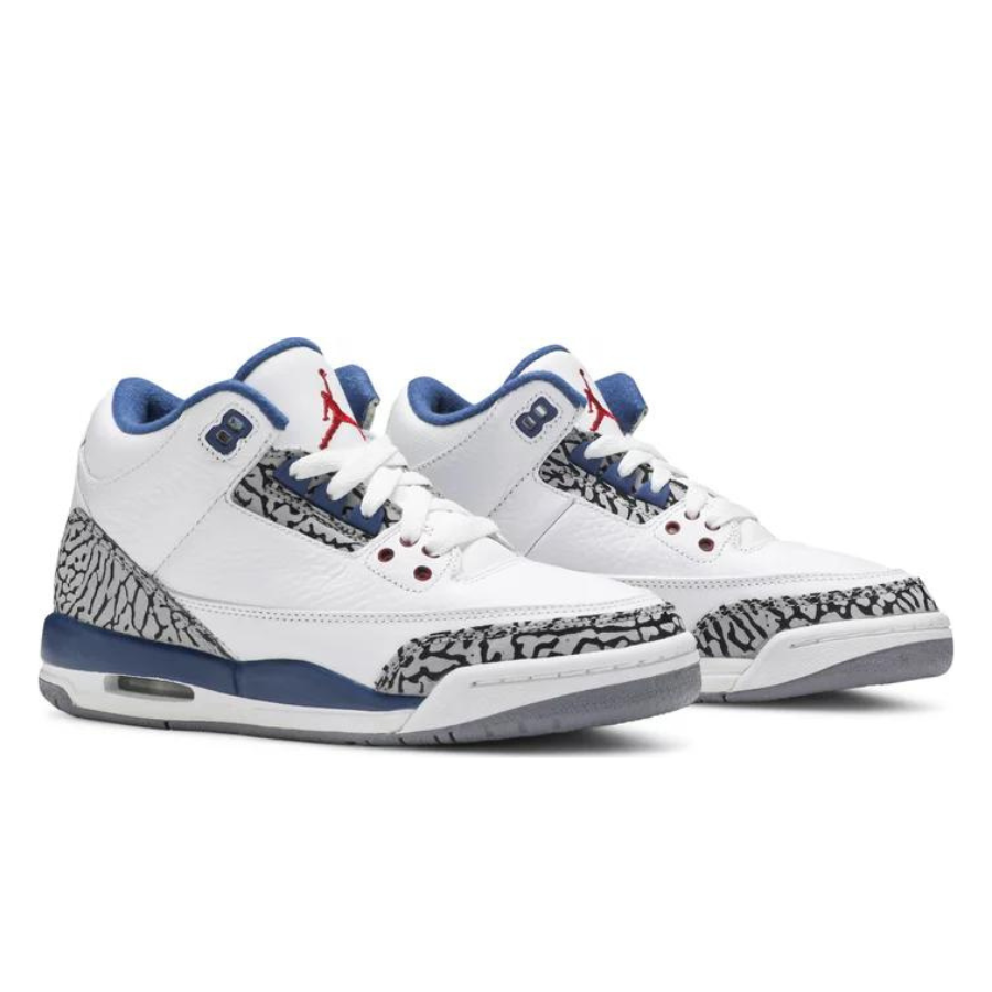 Air Jordan 3 GS Retro True Blue White Varsity Red Sneakers for Women & Girls - Basketball Shoes for Casual Wear & Street Style Fashion