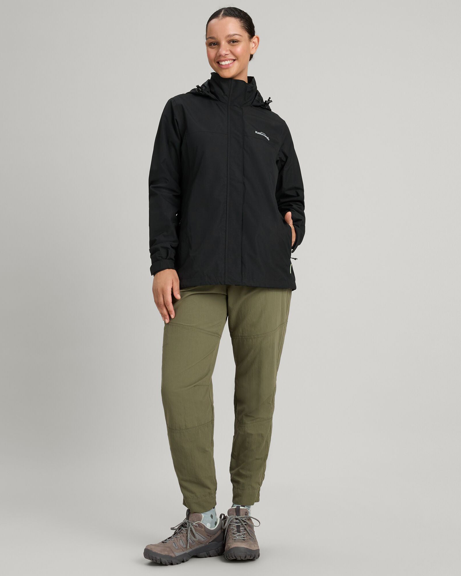 Waterproof Andulo 2-Layer Women's Rain Jacket - Black | Lightweight Windbreaker for Hiking, Commuting & Outdoor Activities