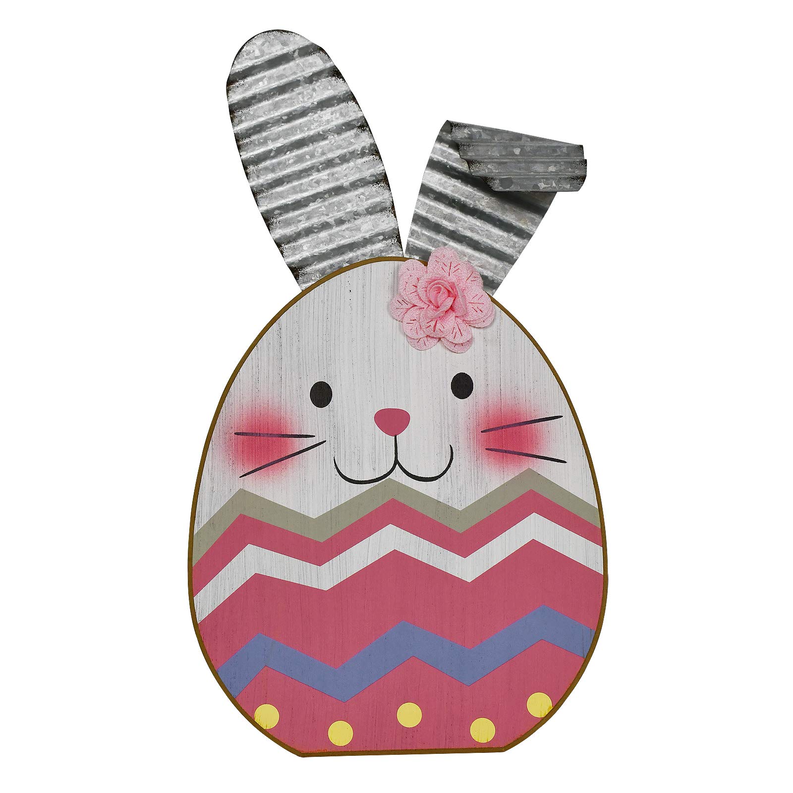 Easter Bunny Tabletop Decoration - Handcrafted Wooden Rabbit Sign with Colorful Eggs for Easter & Spring Home Decor | Perfect for Holiday Centerpieces, Mantel Displays, and Seasonal Table Settings