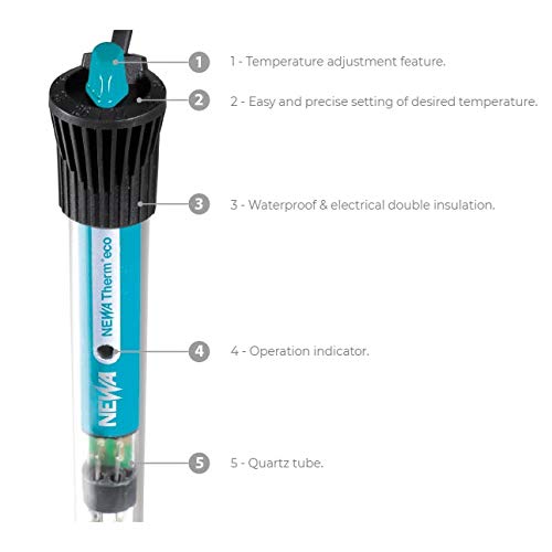 Newa Therm Eco 25W Adjustable Submersible Aquarium Heater with Suction Cup - Perfect for Small Fish Tanks & Betta Bowls - Energy Efficient Water Heater for Home & Office Aquariums