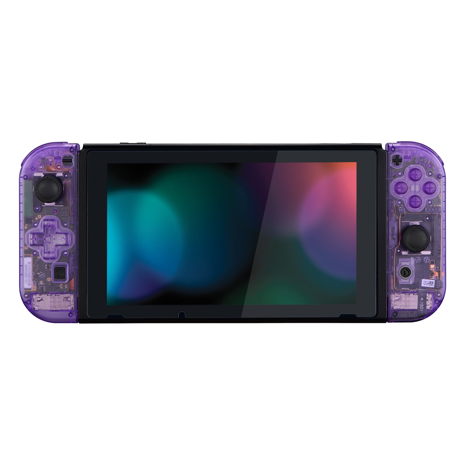 eXtremeRate Clear Atomic Purple Joycon Controller Shell with Full Button Set - DIY Replacement Housing for Nintendo Switch JoyCon & OLED JoyCon (Console Not Included) | Perfect for Gaming Enthusiasts and Custom Modders
