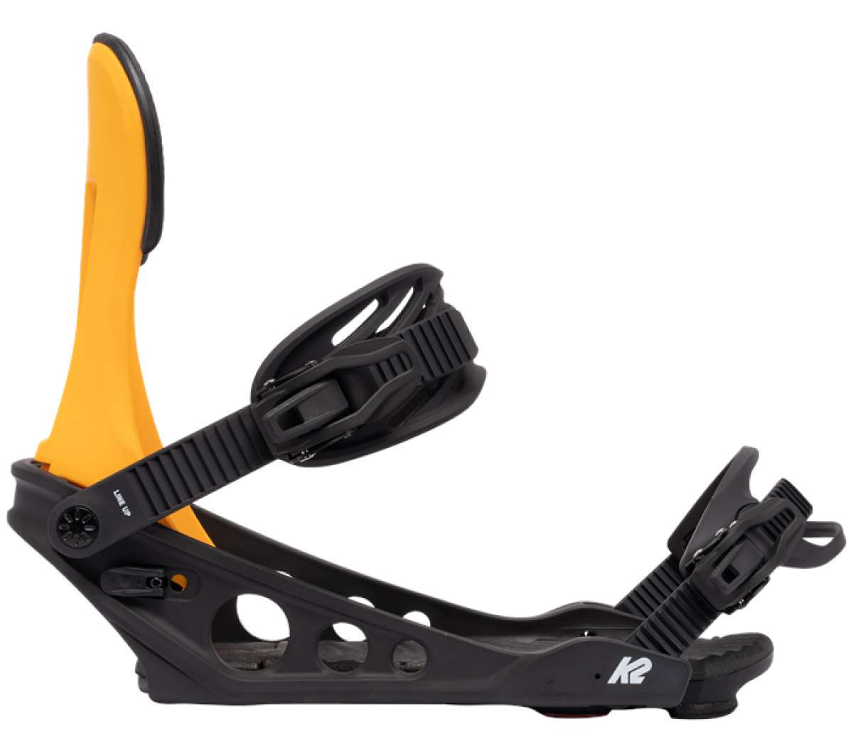 **K2 Line Up Snowboarding Bindings 2022 - High-Performance Snowboard Bindings for All-Mountain & Freestyle Riding**    *(Use Case: Perfect for aggressive riders seeking responsive control and comfort on groomed trails, powder, or park features.)*