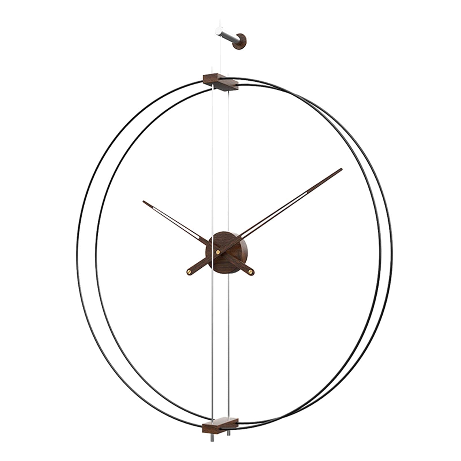 Large 25 Inch Minimalist Black Metal Silent Wall Clock - Modern Double Circle Design for Study, Office, Bedroom & Living Room Decor | Perfect for Home, Workspace and Interior Design