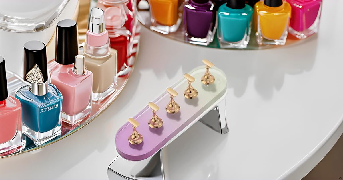 Professional Acrylic Nail Display Stand - Reusable Magnetic Nail Tip Holder for Salon & DIY Nail Art | Manicure Practice Tool for Nail Technicians | Perfect for False Nail Application, Nail Painting & Salon Demonstrations