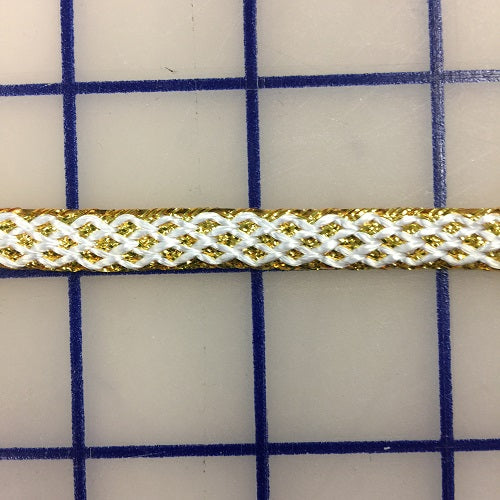 3/8 Inch Wide Metallic Trim - Gold & White Decorative Edge for DIY Crafts, Home Decor, and Clothing Embellishment