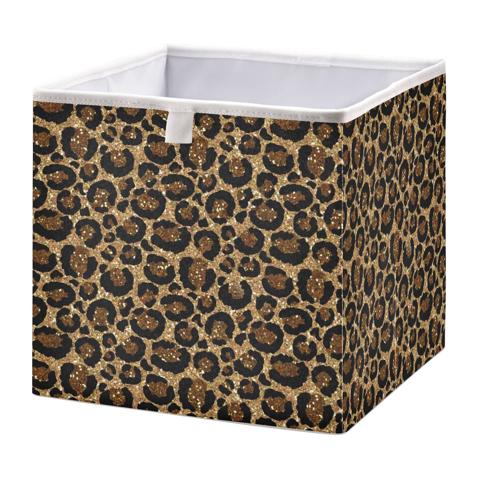 Stylish Leopard Print Collapsible Storage Bins - Square Fabric Storage Baskets for Home Organization | Perfect for Living Room, Bedroom & Closet Storage Solutions