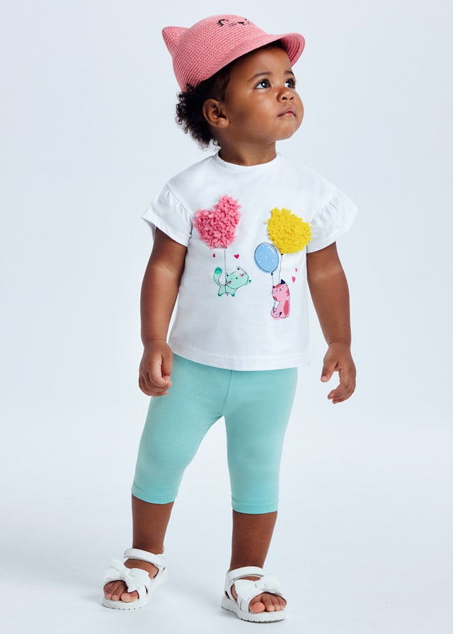 Adorable Baby Girl Kittens Leggings Set - Soft & Comfortable Aquamarine Outfit for Playtime & Photo Shoots