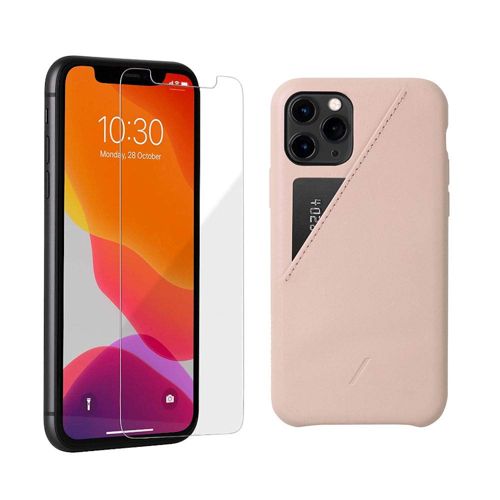 Native Union Bundle: Tempered Glass Screen Protector for iPhone 11 Pro/XS/X + Clic Card Case for iPhone 11 Pro (Nude) - Perfect for Everyday Protection & Contactless Payments