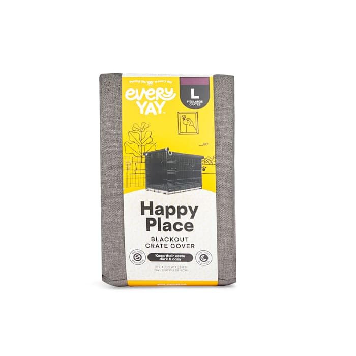 EveryYay Happy Place Grey Blackout Dog Crate Cover 37