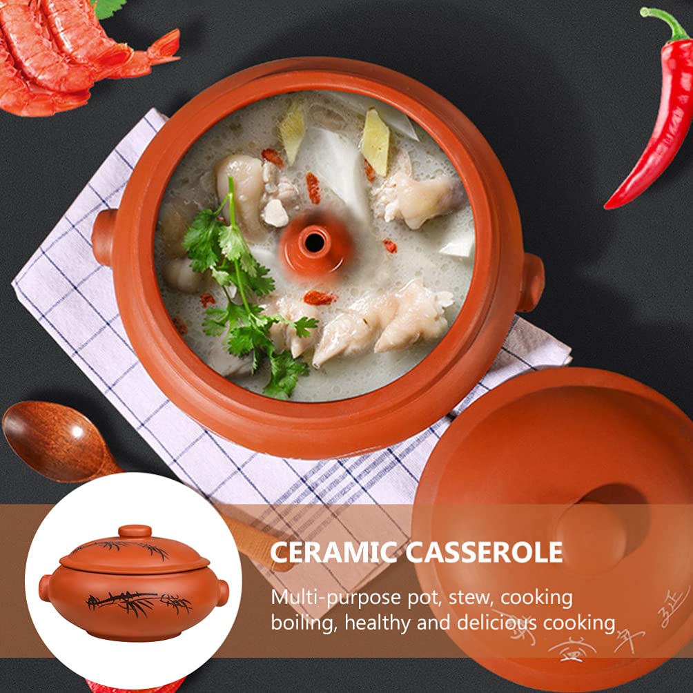 DOITOOL 1-Piece Ceramic Casserole Dish - Oven Safe Cooking Pot, Steaming & Stewing Pot for Kitchen, Ceramic Soup Pot with Lid - Perfect for Slow Cooking, Baking, and Serving Dishes