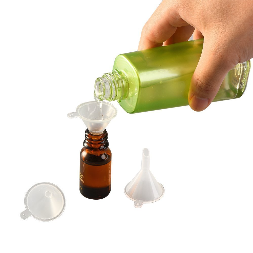 20-Pack Mini Plastic Funnels for Lab Bottles, Sand Art, Perfume, Spice & Powder - Food Grade Small Funnels for Essential Oils, Kitchen Use & DIY Crafts