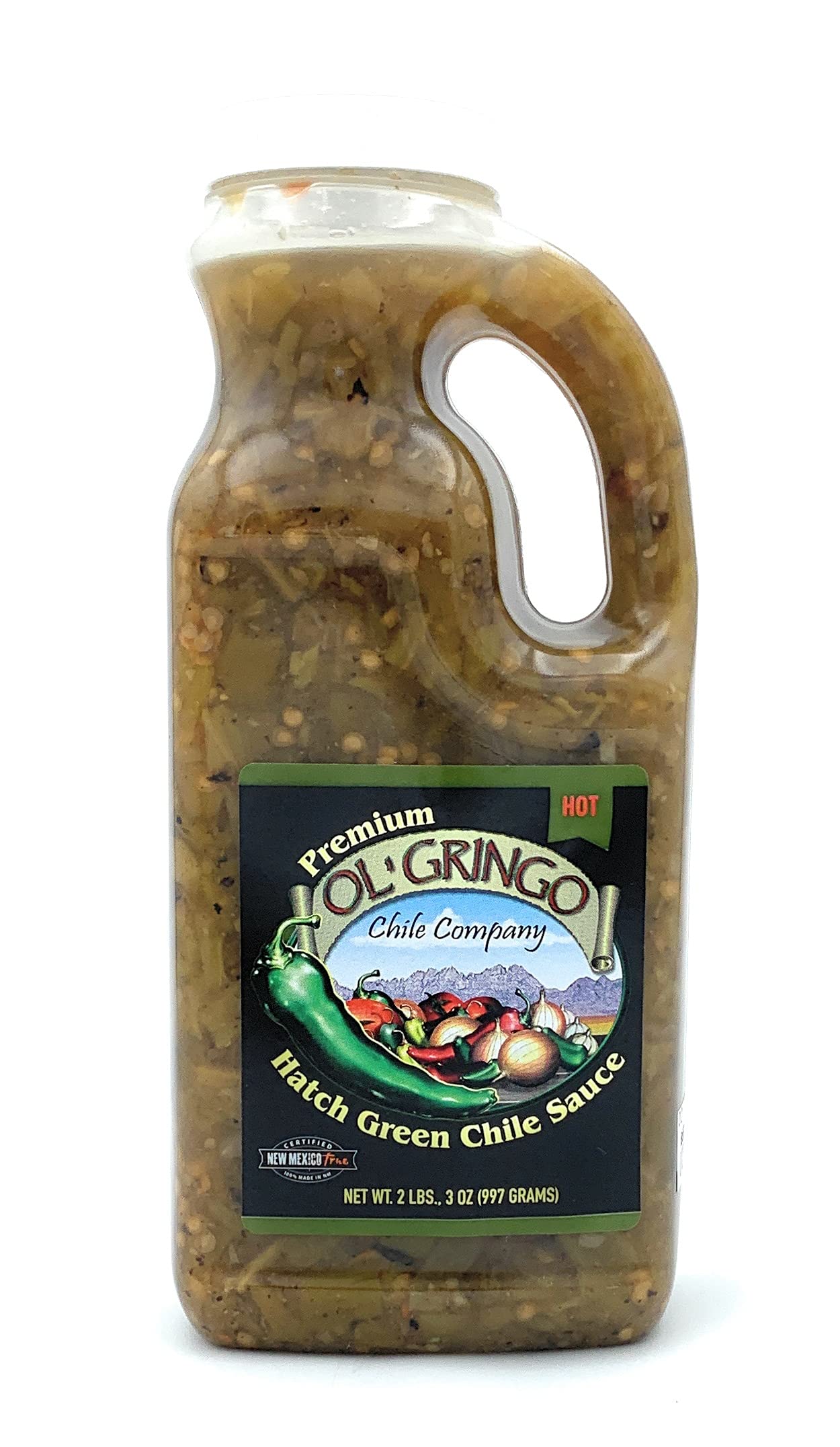 Ol' Gringo Chile Company Premium Hatch Green Chile Sauce - Spicy Hot Flavor - 35oz Bottle - Perfect for Tacos, Burritos & Southwestern Cooking
