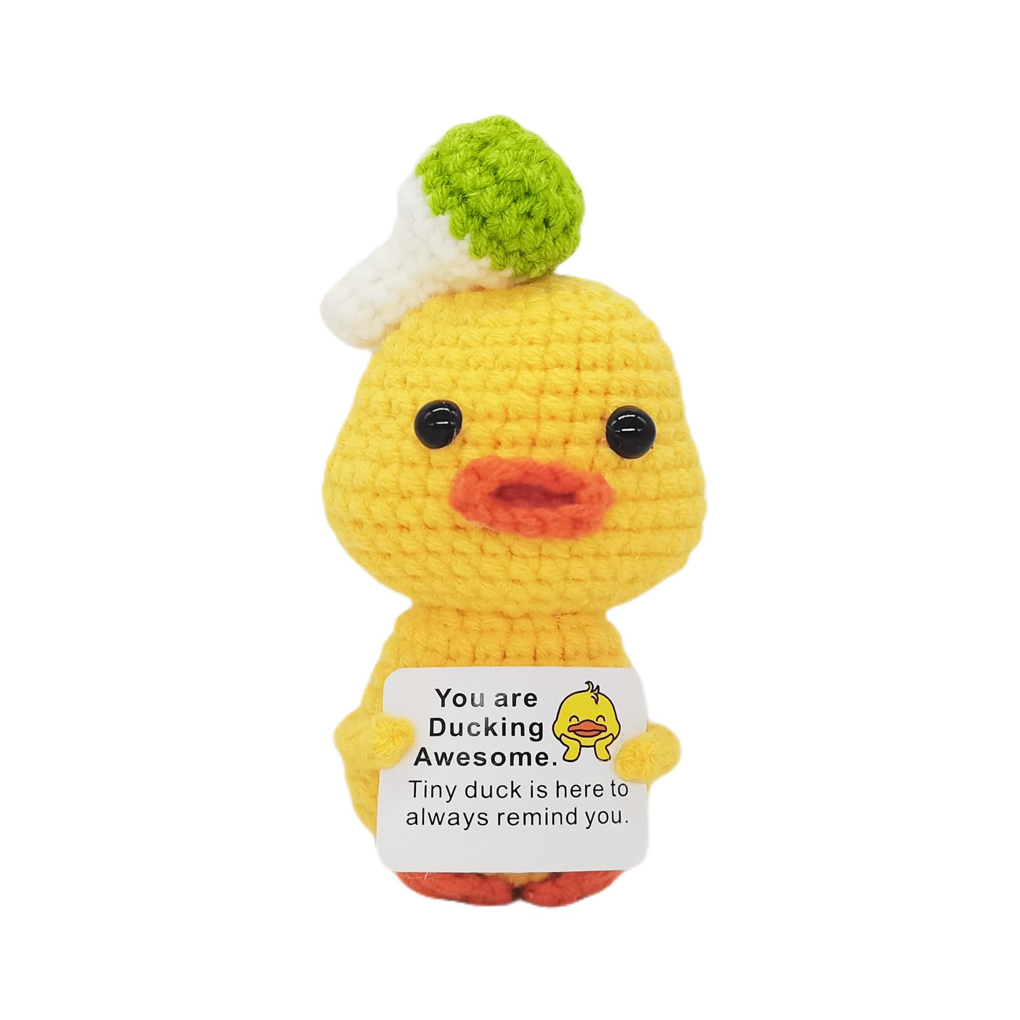 Handmade Crochet Emotional Support Duck - Inspirational & Positive Gift for Women & Men - Birthday, Christmas, Easter Present - Mental Health Encouragement, Stress Relief, Home & Office Decor (Duck 07)