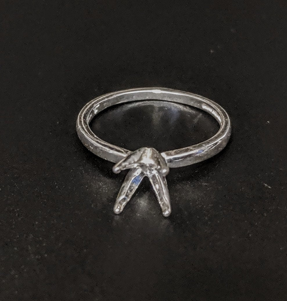 Sterling Silver 3mm Round 4-Prong Deep V-Notch Blank Ring Setting - Size 4,5,6,7,8 - Perfect for Custom Jewelry Making & Engagement Ring Designs