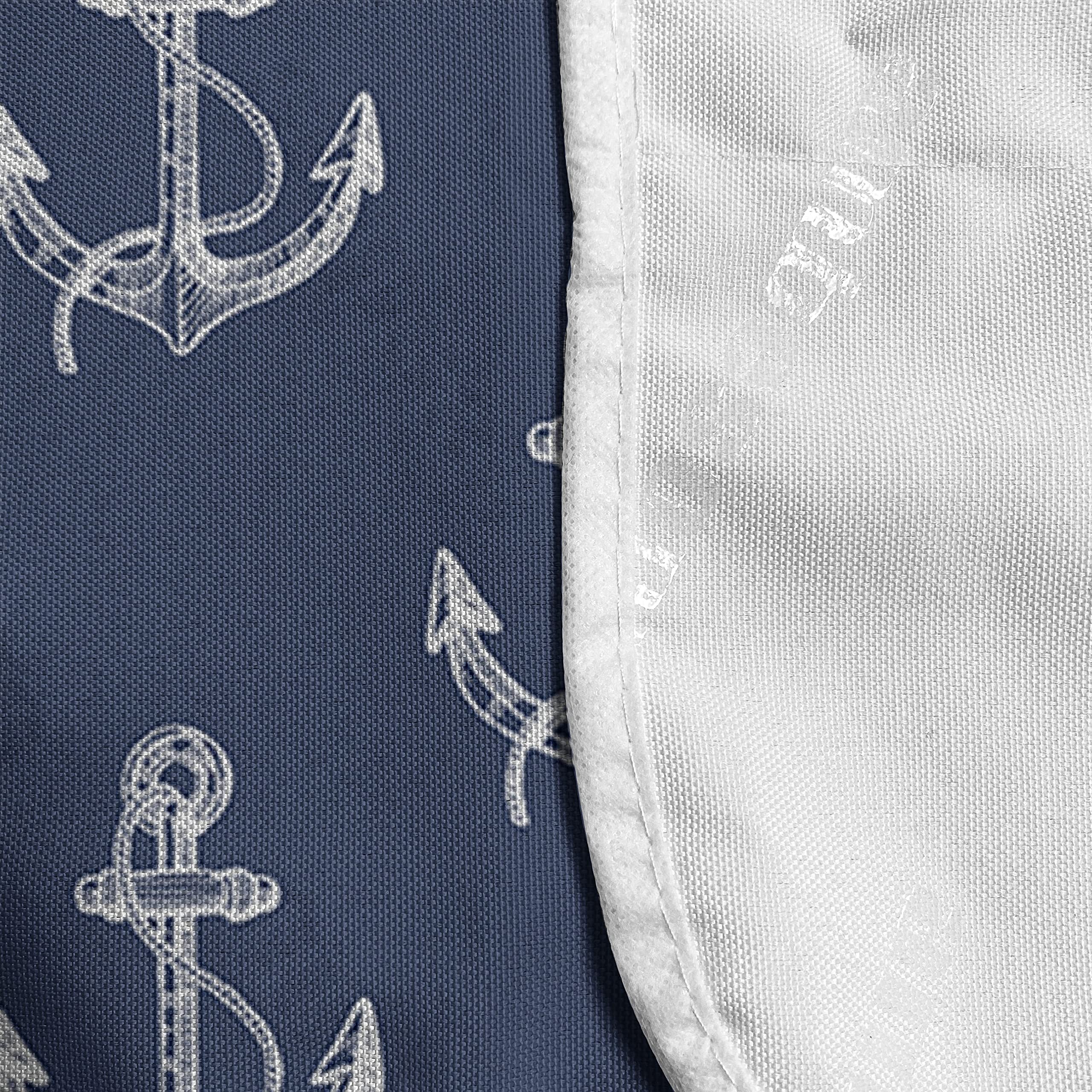 Ambesonne Waterproof Microwave Cover with Pockets - Nautical Ship Anchor & Striped Design - 36