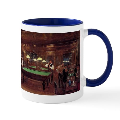 White/Navy Inside - Billiards Art Mugs