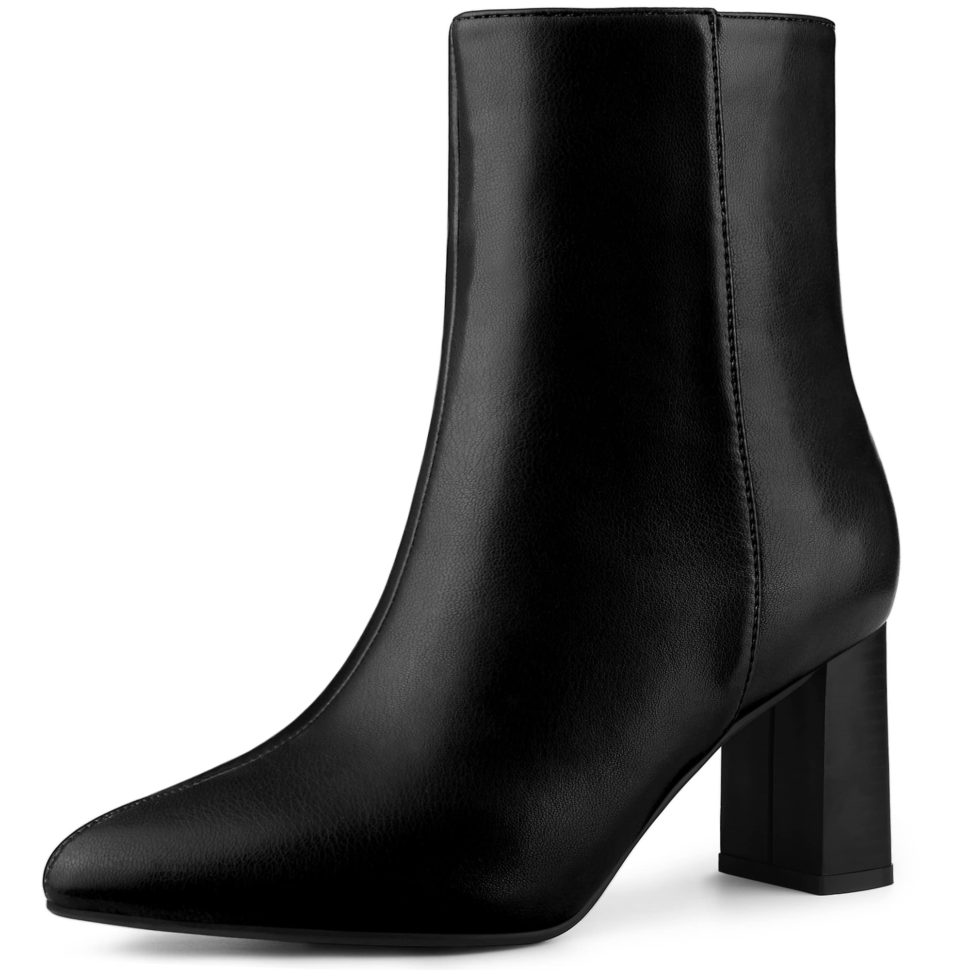Allegra K Women's Chunky Heel Pointed Toe Ankle Boots - Stylish Fall Winter Fashion Booties for Office, Party & Night Out