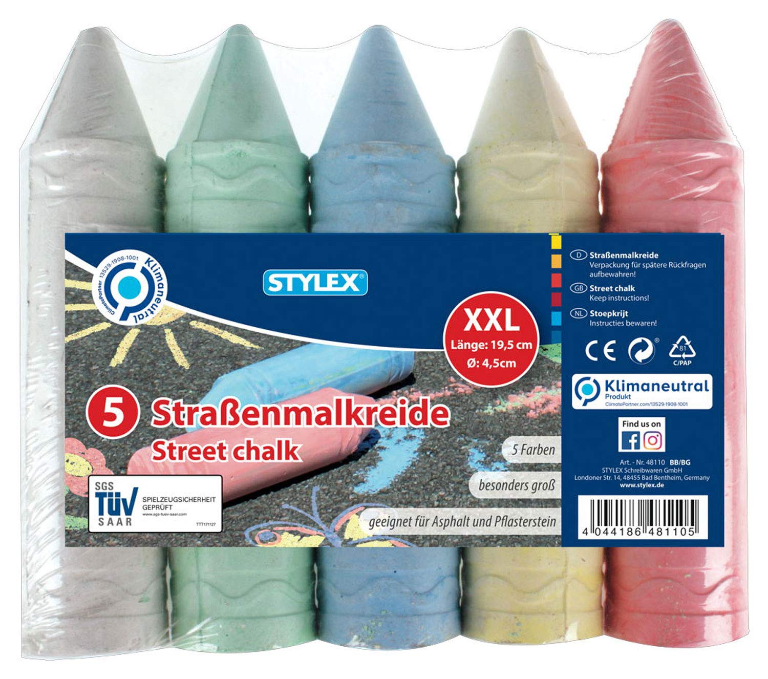 Non-Toxic Washable Street Chalk for Kids - 24 Vibrant Colors for Sidewalk Drawing & Outdoor Play - Perfect for Driveway Art, Hopscotch & Summer Activities