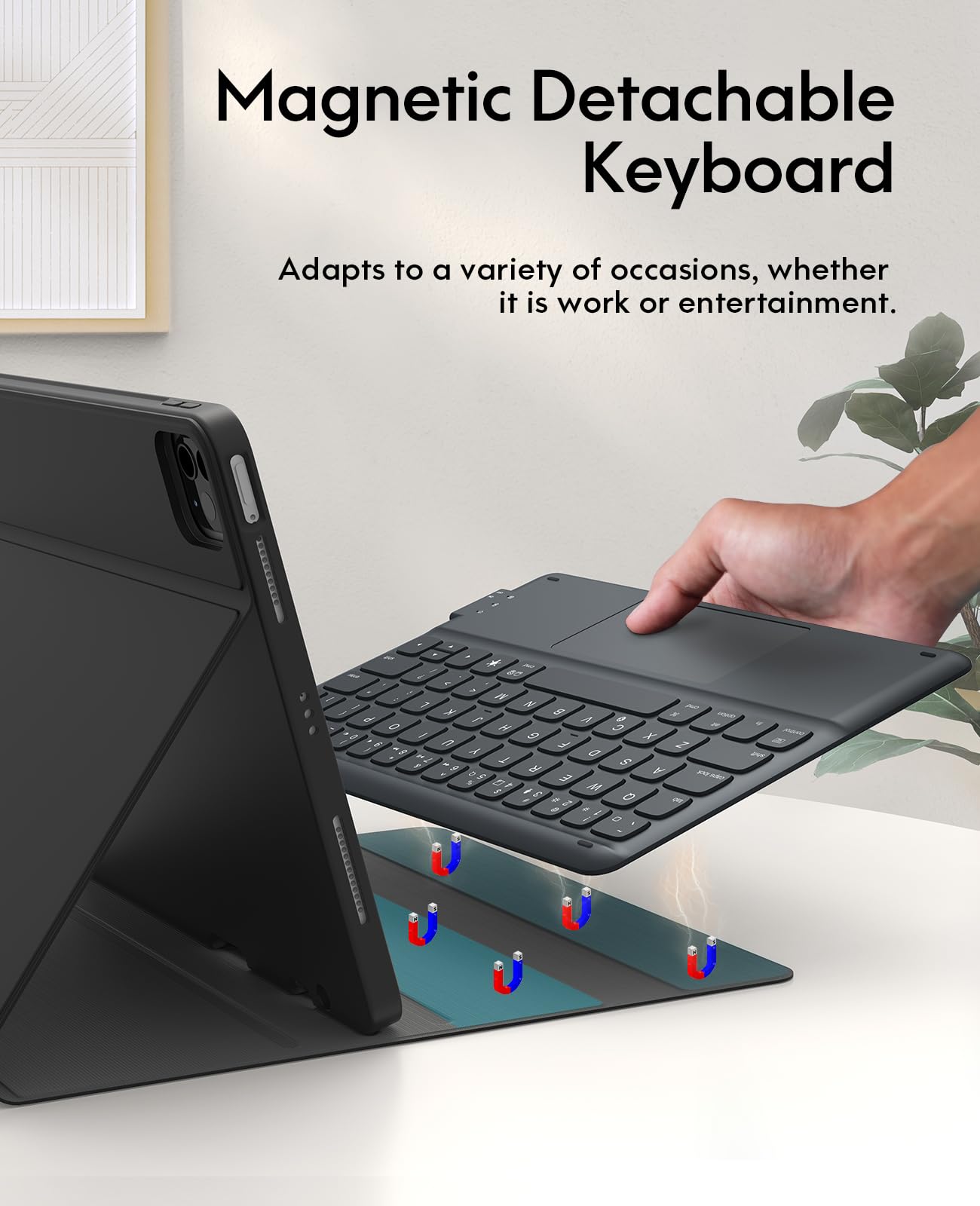 CHESONA iPad Air 11 Inch Case with Wireless Keyboard for iPad Pro 11 (1st-4th Gen) & iPad Air 4th/5th Gen (2024/2025 M2/M3) - Detachable Rechargeable Keyboard with Pencil Holder (Black) | Perfect for Work, Study & Travel