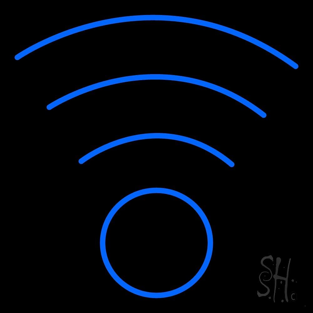 Blue WiFi Logo LED Neon Sign 16x16 Inches - Black Square Acrylic Backing with Dimmer | Bright Premium Indoor LED Neon Light for Computer & Electronics Store Decor | Perfect for Gaming Rooms, Tech Shops & Office Spaces