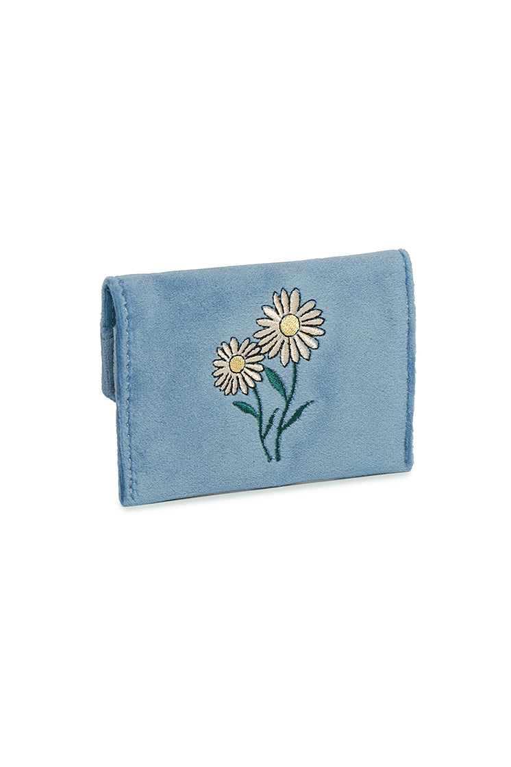 Embroidered Daisy Envelope Card Holder - Floral Wallet for Credit Cards & ID - Perfect for Women's Purses, Travel & Everyday Use