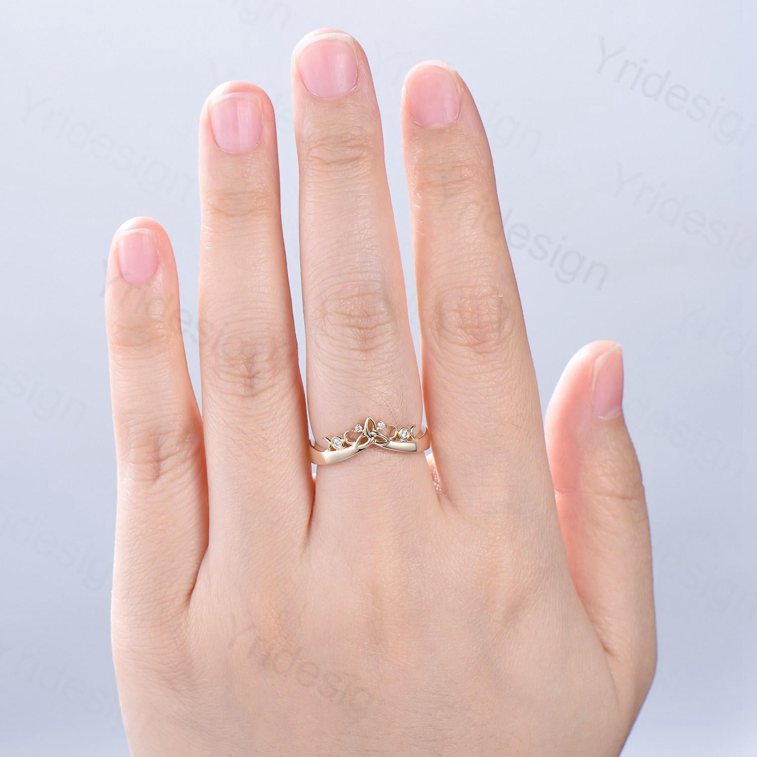 3.5mm Celtic Knot Norse Viking Wedding Band for Women - 14K Yellow Gold Diamond Anniversary Ring - Unique Matching Stacking Band for Couples - Perfect for Weddings, Anniversaries & Celtic Jewelry Lovers