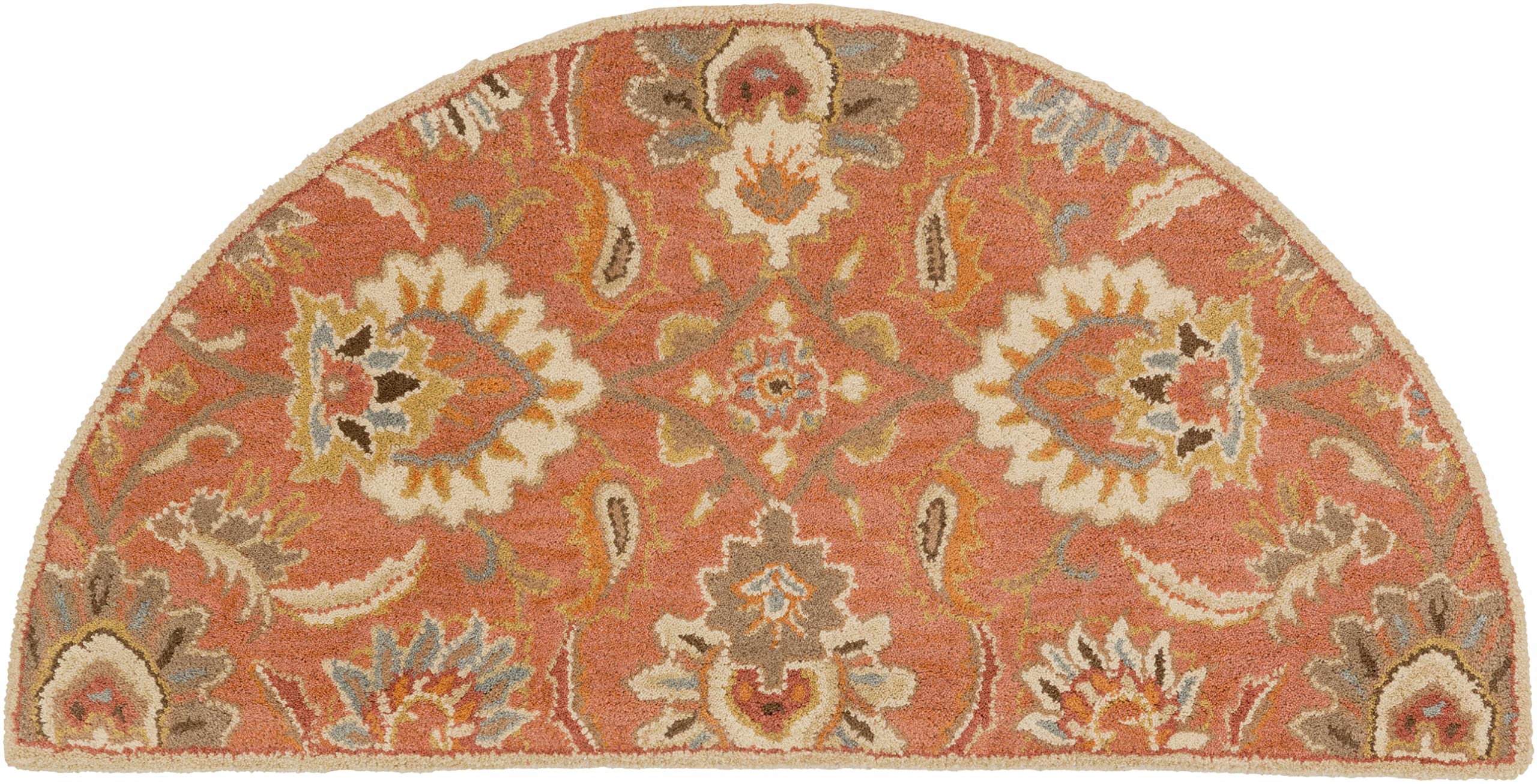 Hauteloom Chesterton Wool Area Rug - Traditional Brown, Green, Red 8' Round - Soft & Durable for Living Room, Bedroom, Office - Perfect for Home Decor & Cozy Spaces