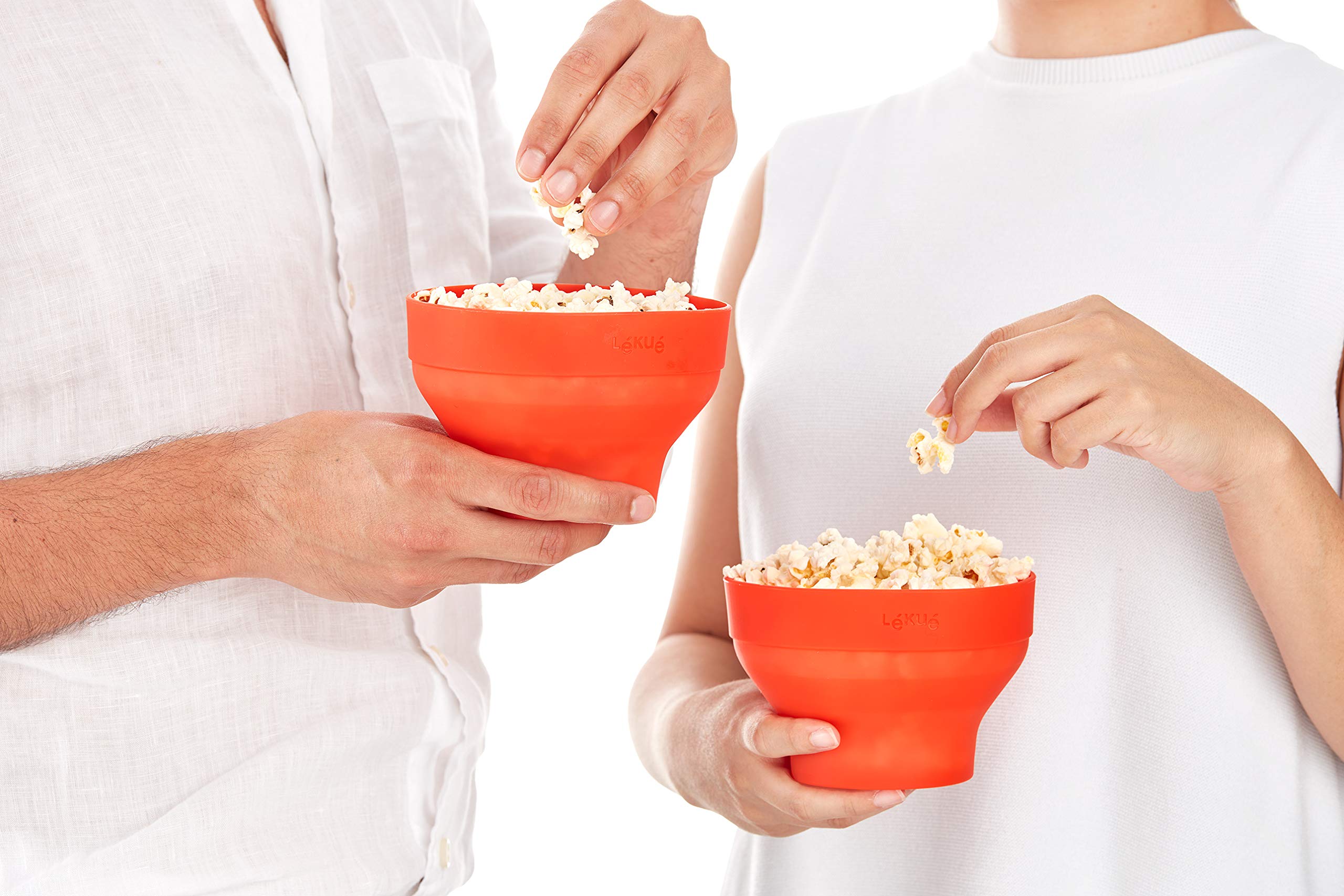 Lékué Mini Microwave Popcorn Maker - 2 Piece Set, Red - Perfect for Movie Nights & Healthy Snacking at Home