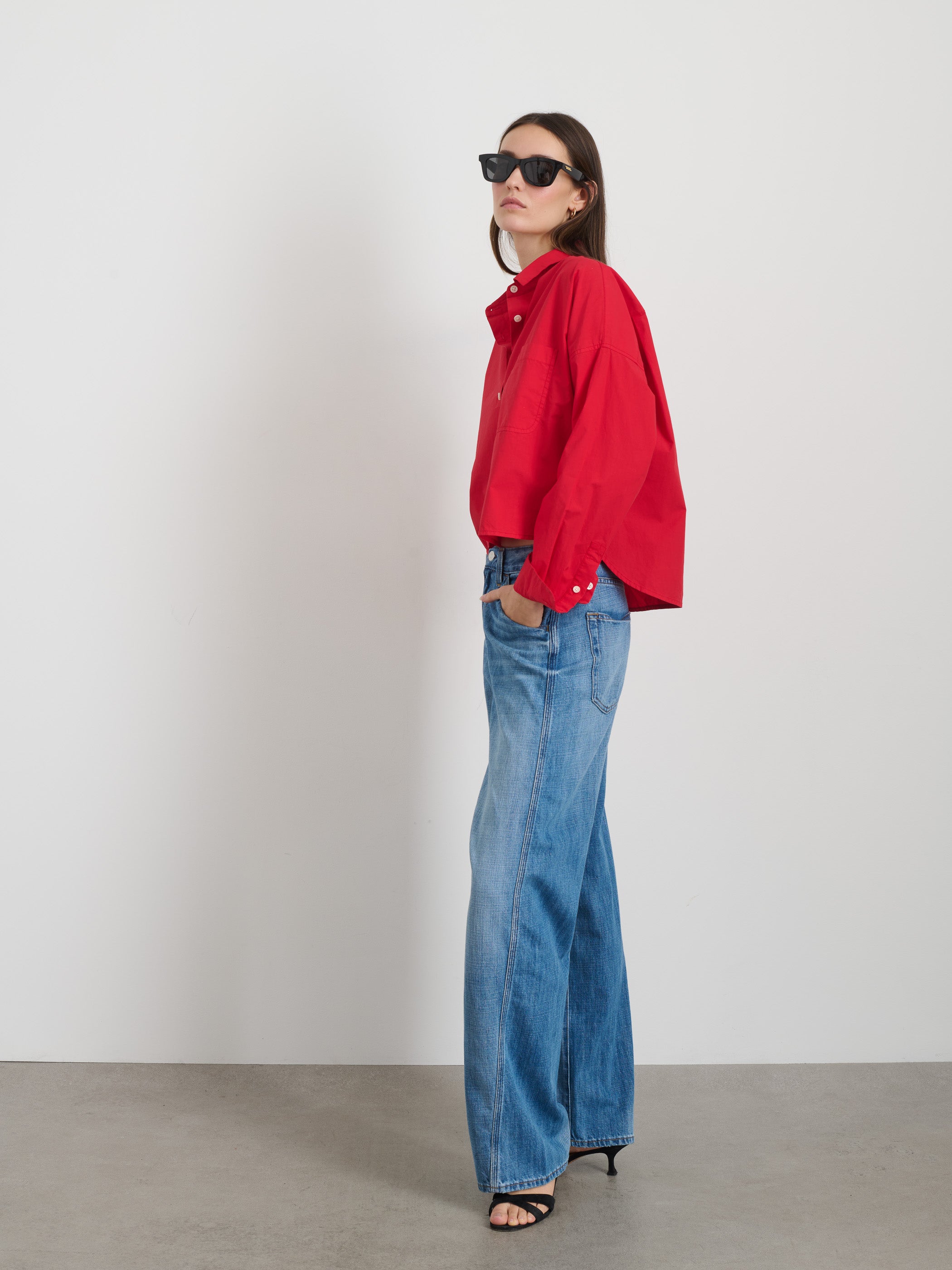 Cropped Jo Shirt - Women's Cotton Poplin Button Down Top for Casual Wear & Summer Outfits | Perfect for Beach, Office & Date Nights