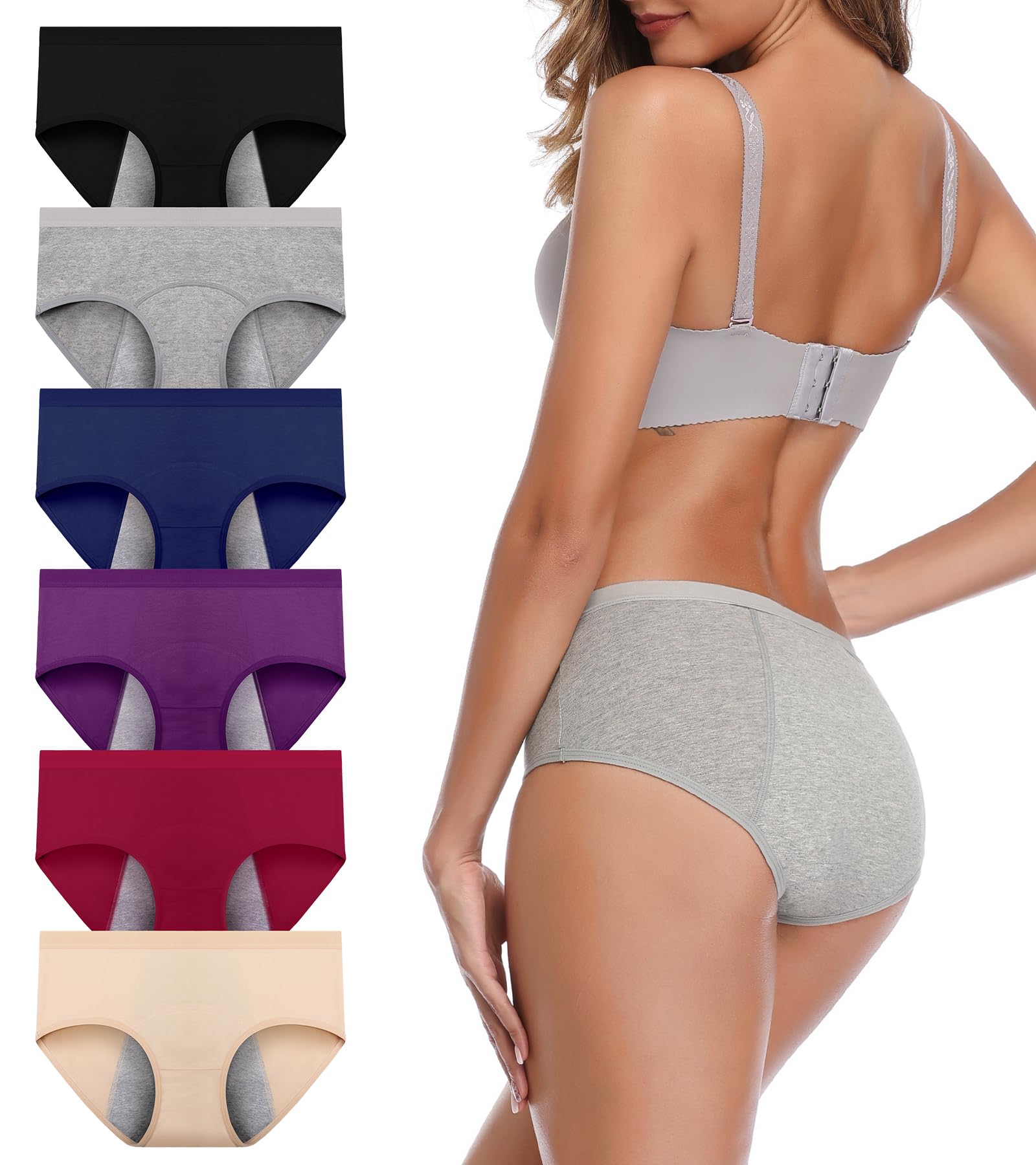 Organic Cotton Period Underwear for Women - Leakproof Menstrual Panties for Teens & Postpartum - Comfortable, Breathable & Easy Clean - Perfect for Overnight Use, Workouts & Daily Wear