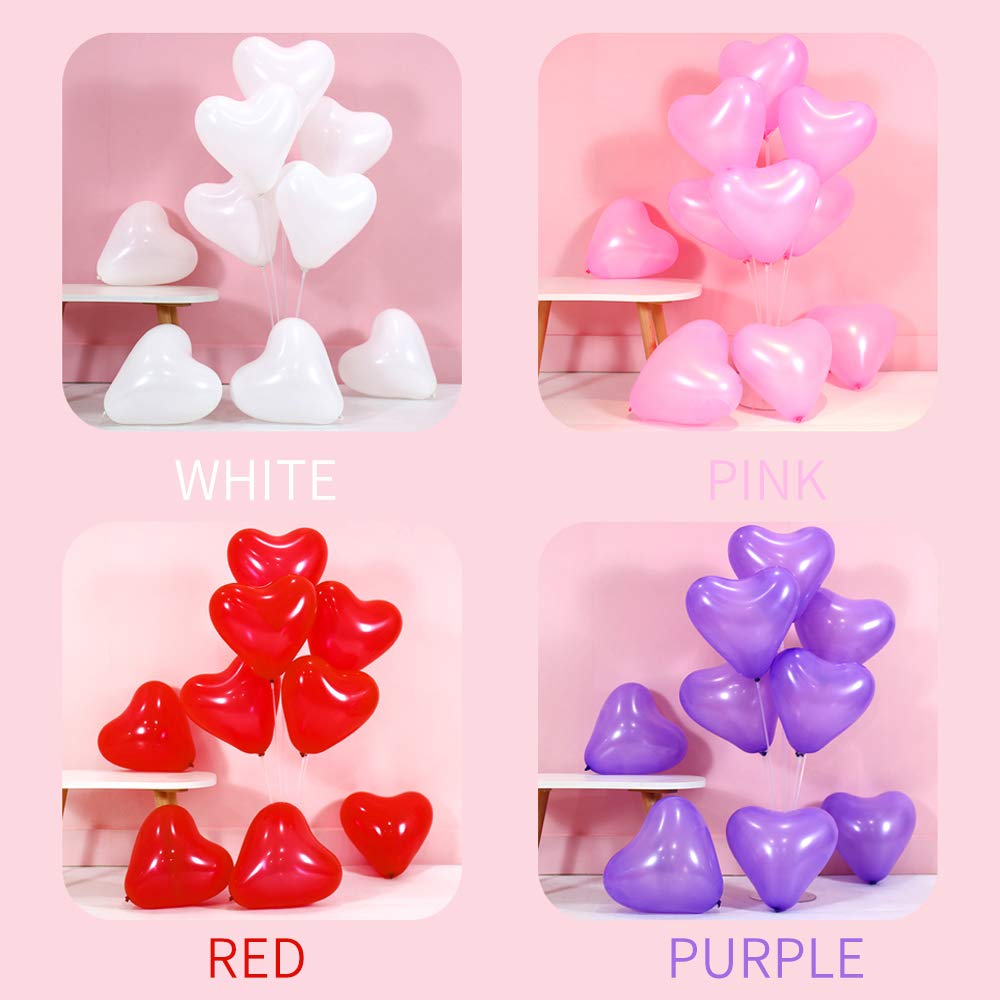 100 Pack 6-Inch Red Heart Shaped Latex Balloons for Valentine's Day, Wedding Proposal, Anniversary, Birthday Party Decorations - Perfect for Romantic Proposals, Wedding Decor, and Special Occasions
