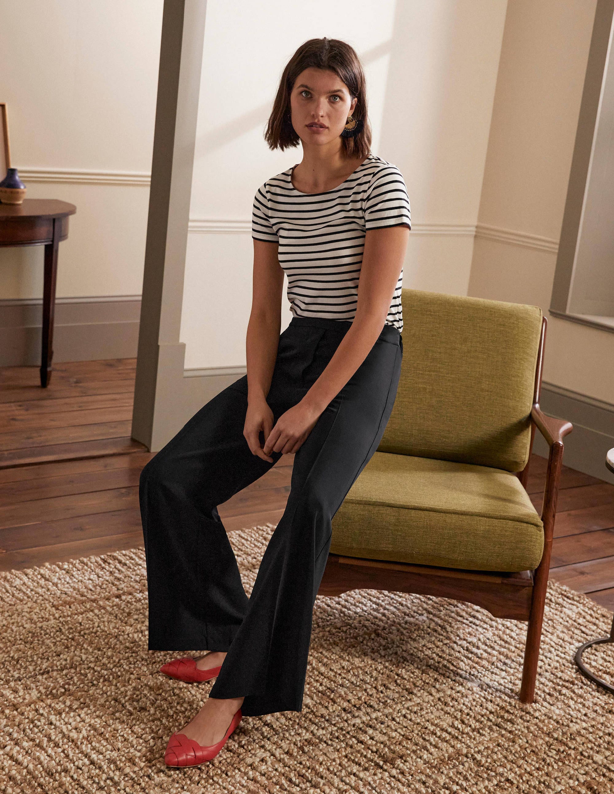 Albemarle Women's High Waisted Wide Leg Pants - Black Stretch Comfortable Lounge Pants for Work, Yoga & Casual Wear