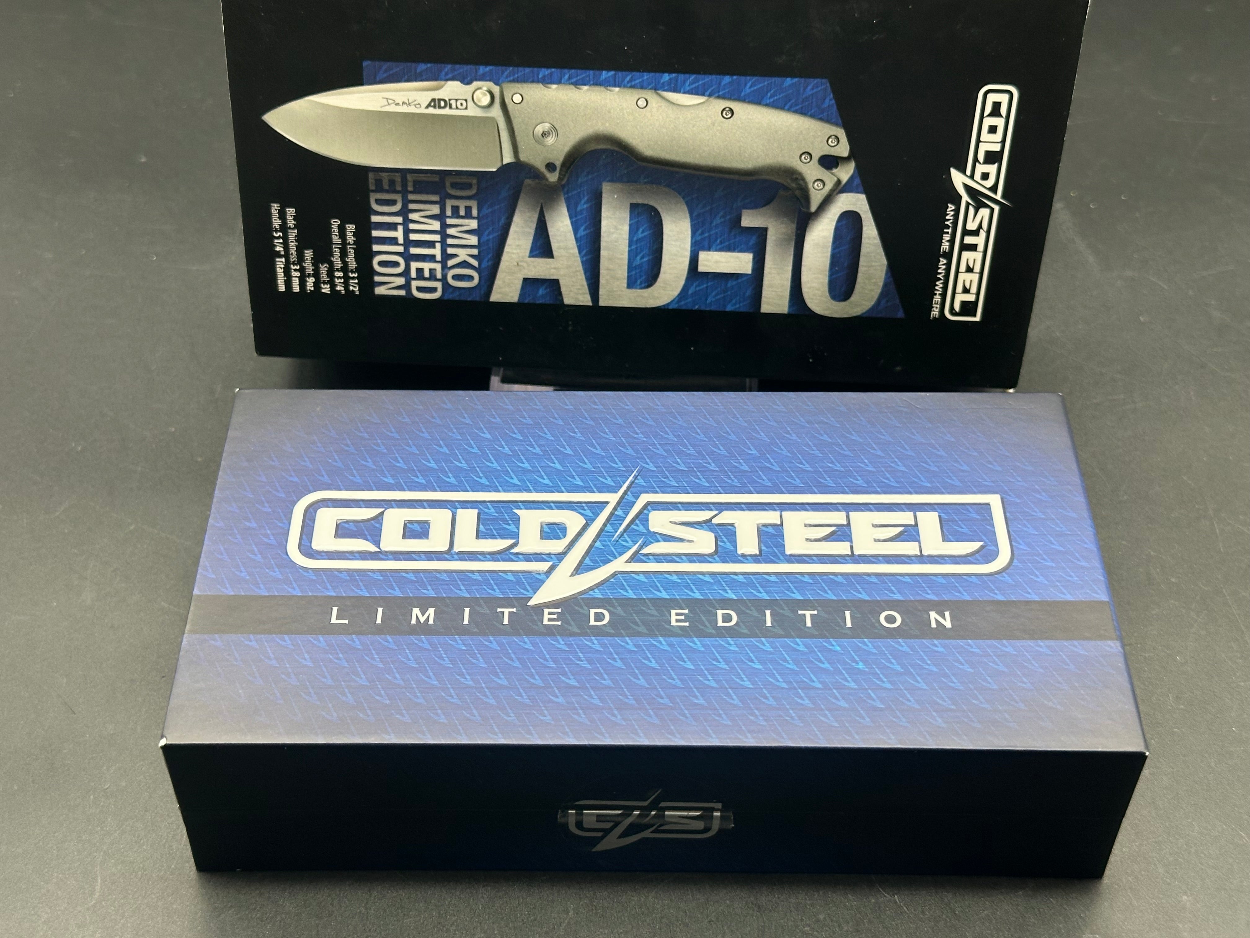 Cold Steel AD-10 Limited Edition Titanium Folding Knife - CPM 3V Satin Blade for Outdoor Camping, Hunting & Survival Gear